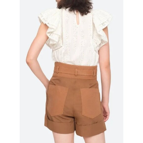 SEA New York Lea Ruffle Eyelet White Blouse-sz 0 - Picture 2 of 11